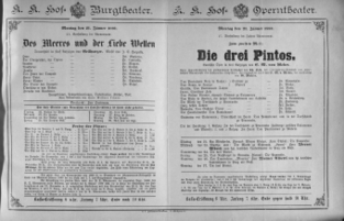 Theaterzettel (Oper und Burgtheater in Wien) 18890121 Seite: 1
