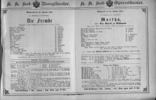 Theaterzettel (Oper und Burgtheater in Wien) 18890123 Seite: 1