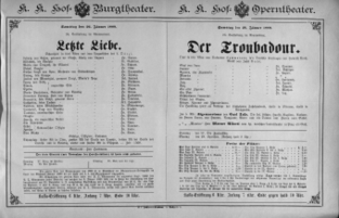 Theaterzettel (Oper und Burgtheater in Wien) 18890126 Seite: 1