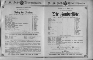 Theaterzettel (Oper und Burgtheater in Wien) 18890127 Seite: 1