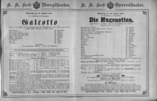 Theaterzettel (Oper und Burgtheater in Wien) 18890130 Seite: 1