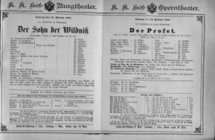 Theaterzettel (Oper und Burgtheater in Wien) 18890212 Seite: 1