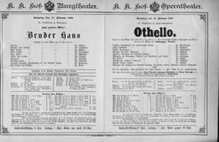 Theaterzettel (Oper und Burgtheater in Wien) 18890217 Seite: 1