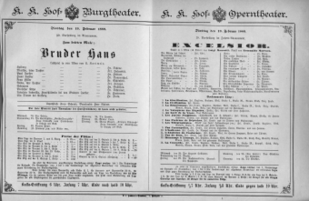 Theaterzettel (Oper und Burgtheater in Wien) 18890219 Seite: 1