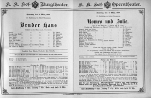 Theaterzettel (Oper und Burgtheater in Wien) 18890302 Seite: 1