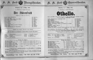 Theaterzettel (Oper und Burgtheater in Wien) 18890303 Seite: 1