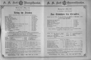 Theaterzettel (Oper und Burgtheater in Wien) 18890304 Seite: 1