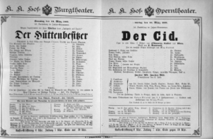 Theaterzettel (Oper und Burgtheater in Wien) 18890310 Seite: 1
