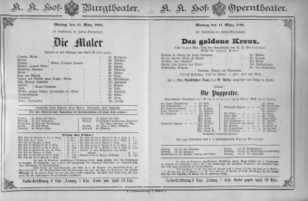 Theaterzettel (Oper und Burgtheater in Wien) 18890311 Seite: 1