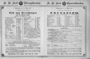 Theaterzettel (Oper und Burgtheater in Wien) 18890314 Seite: 1