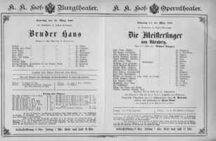 Theaterzettel (Oper und Burgtheater in Wien) 18890316 Seite: 1