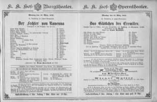 Theaterzettel (Oper und Burgtheater in Wien) 18890318 Seite: 1