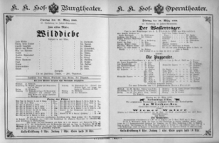 Theaterzettel (Oper und Burgtheater in Wien) 18890319 Seite: 1