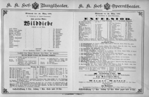 Theaterzettel (Oper und Burgtheater in Wien) 18890320 Seite: 1