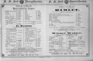 Theaterzettel (Oper und Burgtheater in Wien) 18890323 Seite: 1
