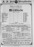 Theaterzettel (Oper und Burgtheater in Wien) 18890325 Seite: 1