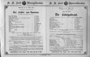 Theaterzettel (Oper und Burgtheater in Wien) 18890327 Seite: 1
