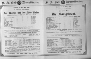 Theaterzettel (Oper und Burgtheater in Wien) 18890330 Seite: 1