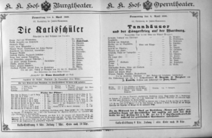 Theaterzettel (Oper und Burgtheater in Wien) 18890404 Seite: 1