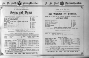 Theaterzettel (Oper und Burgtheater in Wien) 18890405 Seite: 1