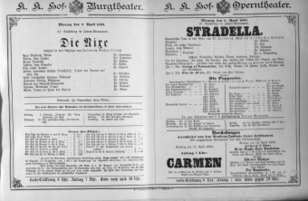 Theaterzettel (Oper und Burgtheater in Wien) 18890408 Seite: 1