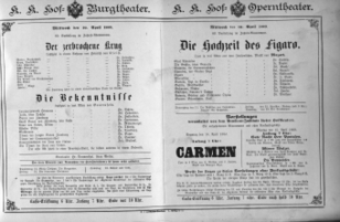 Theaterzettel (Oper und Burgtheater in Wien) 18890410 Seite: 1