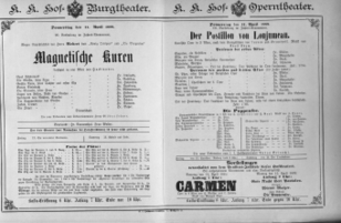 Theaterzettel (Oper und Burgtheater in Wien) 18890411 Seite: 1