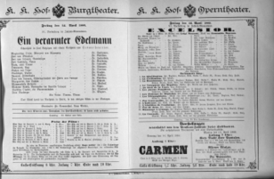 Theaterzettel (Oper und Burgtheater in Wien) 18890412 Seite: 1