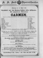 Theaterzettel (Oper und Burgtheater in Wien) 18890414 Seite: 1