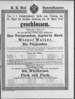 Theaterzettel (Oper und Burgtheater in Wien) 18890416 Seite: 1