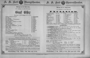 Theaterzettel (Oper und Burgtheater in Wien) 18890429 Seite: 1
