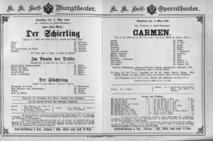 Theaterzettel (Oper und Burgtheater in Wien) 18890504 Seite: 1