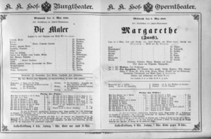 Theaterzettel (Oper und Burgtheater in Wien) 18890508 Seite: 1