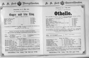 Theaterzettel (Oper und Burgtheater in Wien) 18890509 Seite: 1