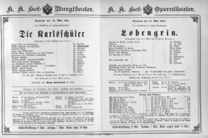 Theaterzettel (Oper und Burgtheater in Wien) 18890512 Seite: 1