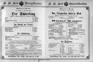 Theaterzettel (Oper und Burgtheater in Wien) 18890513 Seite: 1