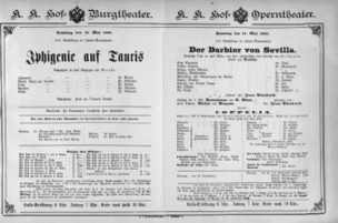 Theaterzettel (Oper und Burgtheater in Wien) 18890518 Seite: 1