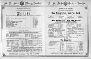 Theaterzettel (Oper und Burgtheater in Wien) 18890520 Seite: 1