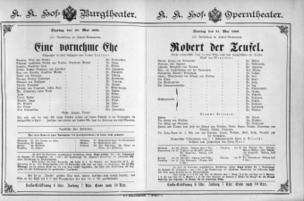 Theaterzettel (Oper und Burgtheater in Wien) 18890521 Seite: 1
