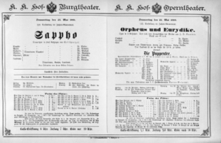 Theaterzettel (Oper und Burgtheater in Wien) 18890523 Seite: 1