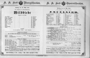 Theaterzettel (Oper und Burgtheater in Wien) 18890524 Seite: 1