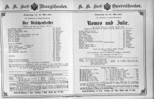Theaterzettel (Oper und Burgtheater in Wien) 18890530 Seite: 1