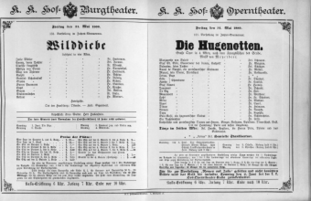 Theaterzettel (Oper und Burgtheater in Wien) 18890531 Seite: 1