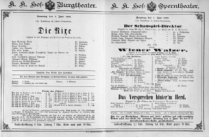 Theaterzettel (Oper und Burgtheater in Wien) 18890601 Seite: 1