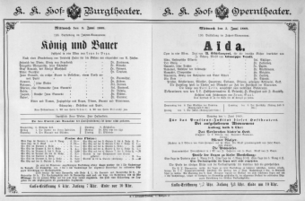 Theaterzettel (Oper und Burgtheater in Wien) 18890605 Seite: 1