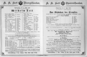 Theaterzettel (Oper und Burgtheater in Wien) 18890606 Seite: 1