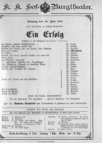 Theaterzettel (Oper und Burgtheater in Wien) 18890616 Seite: 1