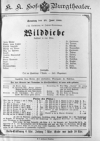 Theaterzettel (Oper und Burgtheater in Wien) 18890623 Seite: 1