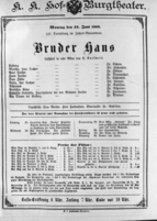 Theaterzettel (Oper und Burgtheater in Wien) 18890624 Seite: 1