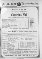 Theaterzettel (Oper und Burgtheater in Wien) 18890625 Seite: 1